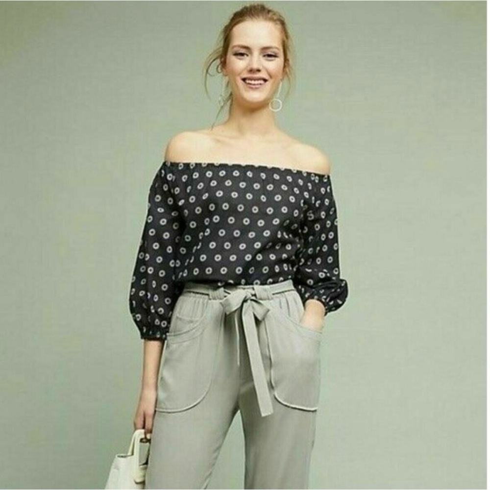 ANTHROPOLOGIE Maeve Off Shoulder Floral Cotton Top Size XS